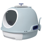 PawHut Enclosed Cat Litter Box with Lid, Scoop, Front Door and Skylight - Blue-Easy-to-remove litter tray for quick cleaning 
