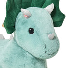 Qaba Kids Plush Dinosaur Rocking Horse with Wooden Rockers - Green-Material: Plush, Poplar, metal, PP cotton 