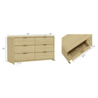 Manhattan Comfort Grace 60" Modern Double Dresser - Natural Oak/Gold-Horizontal Glam Drawer Handles Made of Metal with a Choice of Black or Gold Finish.