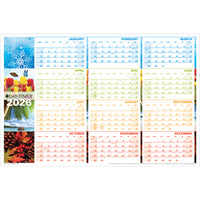 Day-Timer 2026 Flexible Erasable Seasonal Horizontal Wall Planner - 23-7/8" H x 36" W - Multicolour - Bilingual-Page size: 23-7/8" H x 36" W