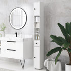 Kleankin Bathroom Storage Cabinet with Shelves and Toilet Paper Holder - High Gloss White-The shelves inside the cabinets are 3-level adjustable for flexible storage