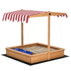 Outsunny Kids Square Wooden Sandbox with Adjustable Canopy - 42" x 42"-Made of sturdy fir wood, it will not crack and fade 