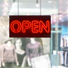 Futech LED Open Sign - 24" W x 10.5" H - Red-Includes Hanging Metal Chain