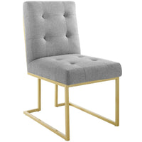 Modway Privy Gold Stainless Steel Upholstered Fabric Dining Accent Chair - Gold/Light Grey-Glam Deco Dining Chair