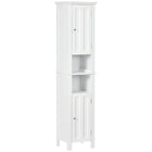 Kleankin Tall Bathroom Storage Cabinet with Shelves - White-Open shelves and enclosed cabinets neatly arrange your collection of towels, linen and other bathroom essentials