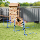 PawHut Dog Training Agility Gear 4-Piece Set with Carrying Bag - Blue-Jumps are 37" wide and feature heights that can be adjusted 