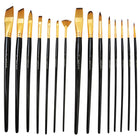Mont Marte Studio Paint Brush 15-Piece Set - Two Tone Taklon-Each brush features two-tone taklon bristles suited to acrylics, watercolours and gouache, and they can also be used with oils