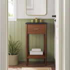 Modway Zaire 18" Bathroom Vanity - Walnut/Black-Metal Handle Pull
