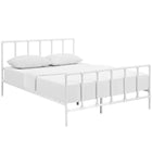 Modway Dower Stainless Steel Queen Bed - White-Non-Marking Foot Caps