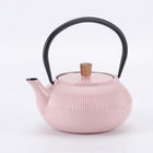Minimal Enamelled Cast Iron Teapot - Line Pink - 0.6 L-Beautiful glossy enameled surface looks like ceramic