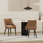 Manhattan Comfort Tremont 21.7" Modern Leatherette Upholstered Dining Chair - Saddle - Set of 2-Fully Welded Sleek Black Steel Frame and Legs For Fashion and Durability