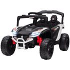 Qaba 12V Kids Ride On Truck with Dual Motors - White-Powerful 12V dual motors conquer various terrains 
