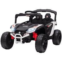 Qaba 12V Kids Ride On Truck with Dual Motors - White-Powerful 12V dual motors conquer various terrains 