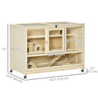 PawHut Wooden Hamster Cage 3-Tier Rat Cage with Openable Roof - Natural Wood-Solid fir wood construction ensures durability and longevity