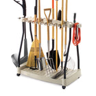 Suncast Tool Rack with Wheels - Taupe-Tools positioned with head down add weight to base for more stability.