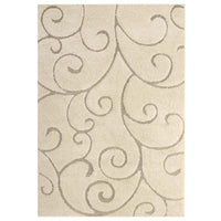 Modway Jubilant Burgeon Scrolling Vine Shag Area Rug - 5 ft W x 8 ft L - Creame/Beige-Burgeon Scrolling Vine Shag Area Rug