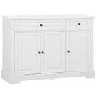 HOMCOM 45.3" L Sideboard Buffet Cabinet - White-Large storage space with three cabinets and two drawers for holding daily supplies