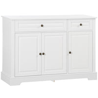 HOMCOM 45.3" L Sideboard Buffet Cabinet - White-Large storage space with three cabinets and two drawers for holding daily supplies