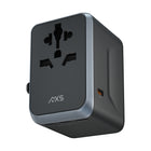 AXS Universal International Travel Adapter - Black-GaN and PPS charging technology