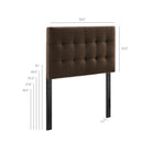 Modway Lily Stain-Resistant Performance Velvet Twin Size Headboard - Chocolate Brown-Twin Size Headboard