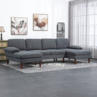 HOMCOM U-Shaped Sofa with Double Chaise Lounge for Living Room - Dark Grey-Comfortable seating with spring pack and high-density foam-filled seat cushions