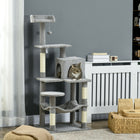 PawHut 56" Cat Tree Tower with Condo, Hammock and Sisal Scratching Posts - Grey-Multiple levels allow pets to jump and climb, keeping them active 