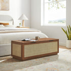 Modway Soma 47" Rattan Storage Bench - Walnut-Flip Top with Cut-out Handles