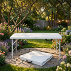 Homy Casa 4 ft Portable Folding Table with 4 adjustable Heights Indoor & Outdoor for Camping - White-The white tabletop gives a clean, simple look