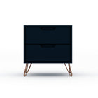 Manhattan Comfort Rockefeller Mid-Century Modern Tall Dresser and Nightstand Set - Tatiana Midnight Blue-Fashionable Wire Splayed Legs Made of Metal for Extra Durability.