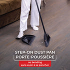 Vileda Strong Sweep Broom with Step-On Dust Pan - Black-Patented, No-bend, Step On Dust Pan's cleaning combs rid bristles of hair and debris hands free