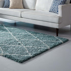 Modway Toryn Diamond Lattice Shag Area Rug - 8 ft W x 10 ft L - Aqua Blue/Ivory-Gripping Jute Fabric Underside 