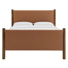 Modway Maven Queen Size Vegan Leather Upholstered Platform Bed - Tan Walnut-Wood Slat Support