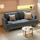HOMCOM 74" 3 Seater Sofa with Thick Spring Cushions - Dark Grey-A solid eucalyptus frame with rubber wood legs ensures a stable, reliable seating foundation
