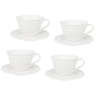 Casa Domani Florence Teacup & Saucer - 220ml - White - 4 Pack-Made of Porcelain featuring a delicate embossed pattern on scalloped profile.