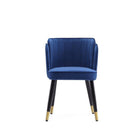 Manhattan Comfort Zephyr 21.65" Modern Velvet Upholstered Dining Chair - Royal Blue-Vertical Wave-Like Stitching with Tulip Inspired Design