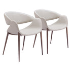 Zuo Limay Dining Chair - Beige/Walnut - Set of 2-Assembly required
