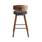 Armen Living Fox 25.5" Counter Height Mid-Century Modern Bar Stool in Grey Faux Leather & Walnut Wood-6