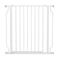 PawHut 30"- 34" Extra Wide Dog Gate with Double Locking System - White-Bottom lock block for added stability