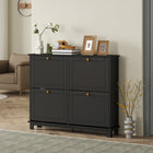 HOMCOM Narrow Shoe Cabinet with 4 Flip Drawers & 5 Legs for Entryway - Black-Four flip drawers store up to 16 pairs of shoes
