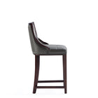 Manhattan Comfort Fifth Avenue 19" Traditional Faux Leather Upholstered Counter Stool - Pebble Grey - 3 Pack-Seat Height: 26"