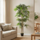 Outsunny 6' Artificial Bamboo Tree in Pot with 1530 Leaves - Green-Low maintenance required 