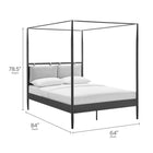 Modway Marlowe 4-Poster Canopy Metal Queen Platform Bed - Charcoal-10