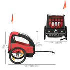 Aosom 2 Seat Bike Trailer for Kids, Baby Stroller with Storage Bag - Red-Large wheels and shock-absorbing design ensure a smooth ride 