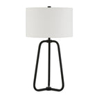 Hudson&Canal Marduk 25.5" Tall Table Lamp with Fabric Shade - Blackened Bronze/White-Mid-century modern design for your living room, workspace, or bed side table