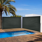 Outsunny Double Retractable Side Awning - Grey-Automatic retractable function easily pulls with handle
