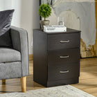 HOMCOM Bedside Table with 3 Drawers - Brown-Spacious top space for drinks, decorations and more 