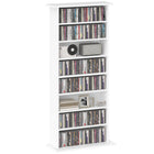 HOMCOM Slim Media Storage Cabinet - White-Adjustable shelves accommodate up to 185 DVDs or Blu-rays