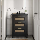 Modway Dixie 24" Solid Wood Bathroom Vanity Cabinet - Black-Satin Brass Handles