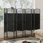 HOMCOM 8 Panel Wave Fiber Freestanding Room Divider for Home Office - Black-Lightweight and easy to move around
