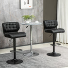 HOMCOM Adjustable Bar Stools with Footrest and Back - Black - 2 Pack-Suitable for placing in bars, kitchens, and high dining rooms
